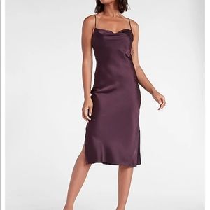 NEW Express Satin Cowl Neck Midi Slip Dress